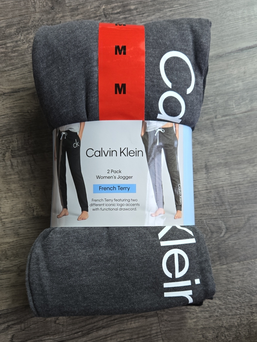 Calvin Klein Women's Jogger 2-Pack in Charcoal Gray with White Logo
